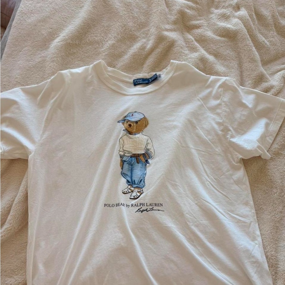 Ralph Lauren womens White Polo Bear Graphic Tee